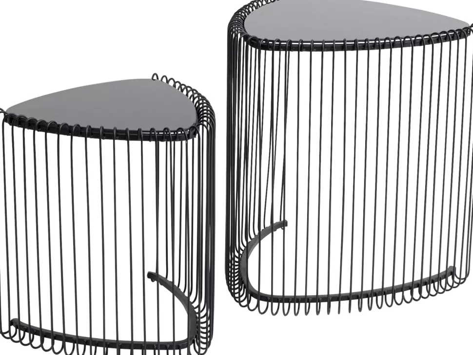 Stoliki Kawowe-KARE Design Stoliki Pomocnicze Czarne Blaty Trójkątne Szklane 2-set