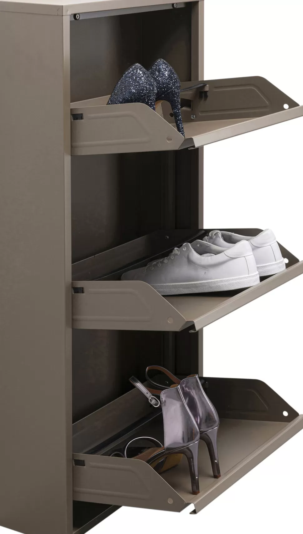 Szafki Na Buty-KARE Design Szafka Na Buty Stalowa 3 Półki Kolor Taupe 50x103 Cm
