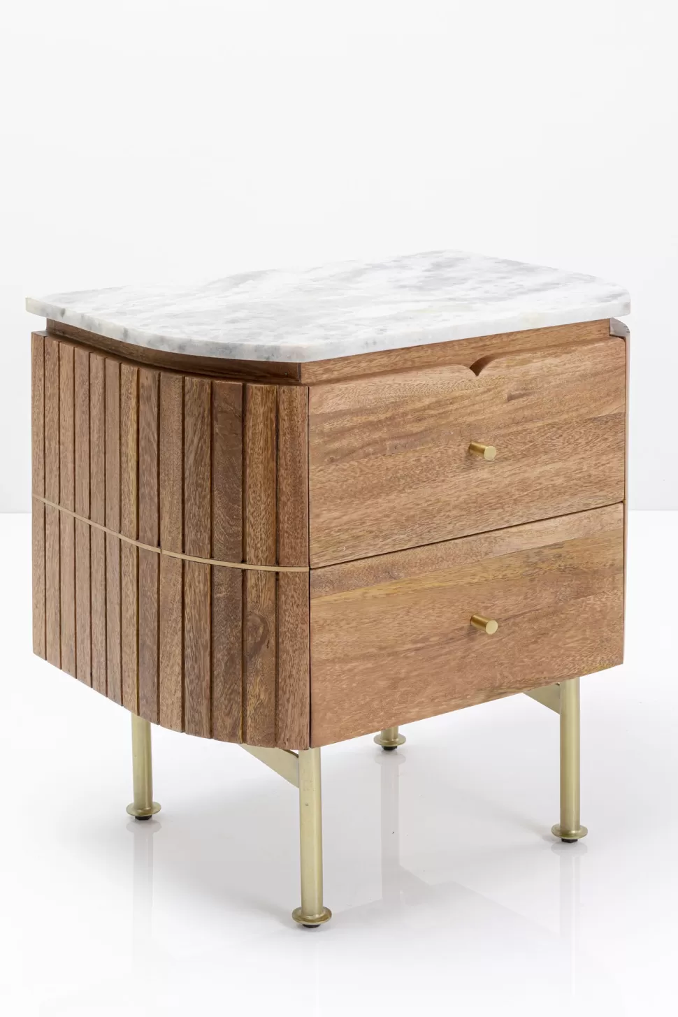 Szafki Nocne-KARE Design Szafka Nocna Grace 50x55 Cm Drewno Mango - Blat Marmur