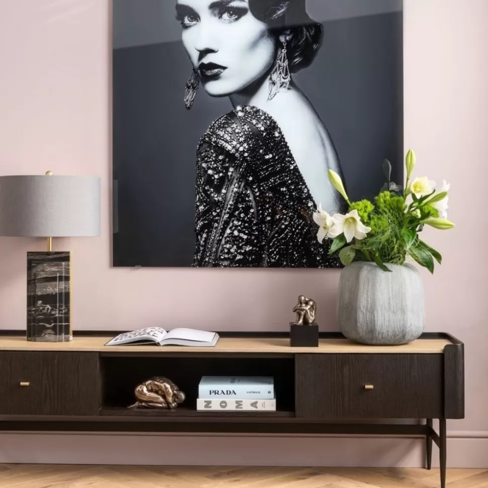 Szafki Rtv-KARE Design Szafka RTV Milano 200x55 Cm Ciemnobrązowa