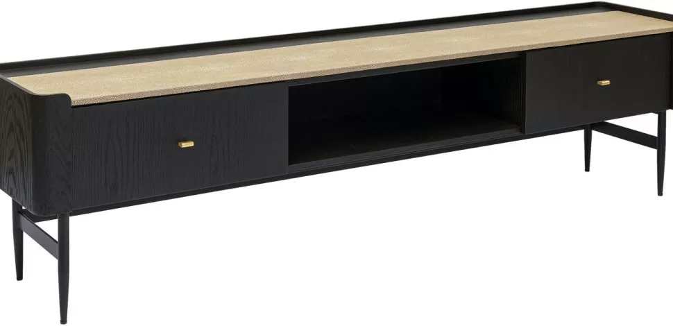 Szafki Rtv-KARE Design Szafka RTV Milano 200x55 Cm Ciemnobrązowa