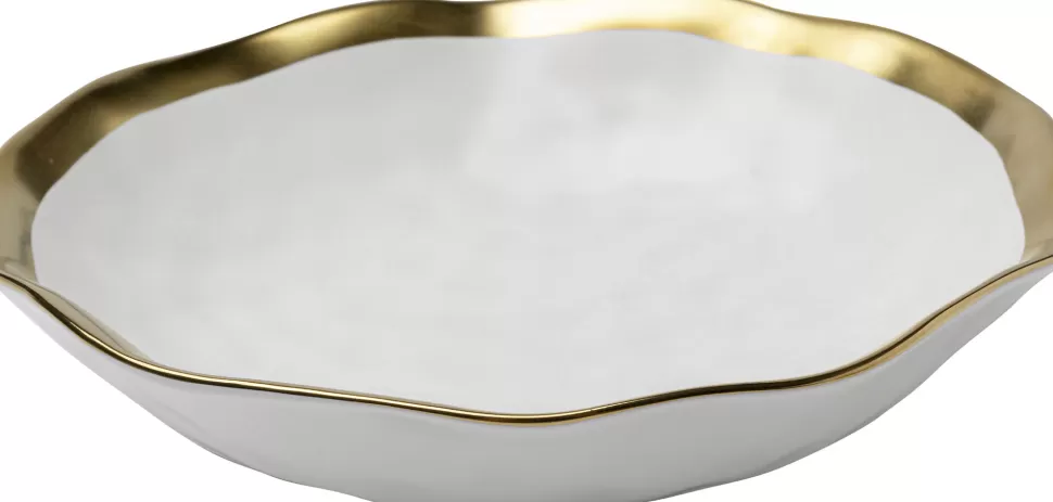 Zastawa Stołowa | Talerze-KARE Design Talerz Głęboki Biało-złoty Ceramika Ø20 Cm