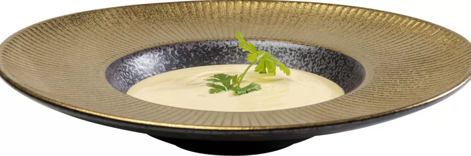Zastawa Stołowa | Talerze-KARE Design Talerz Głęboki Z Porcelany Czarno-złoty Ø22 Cm