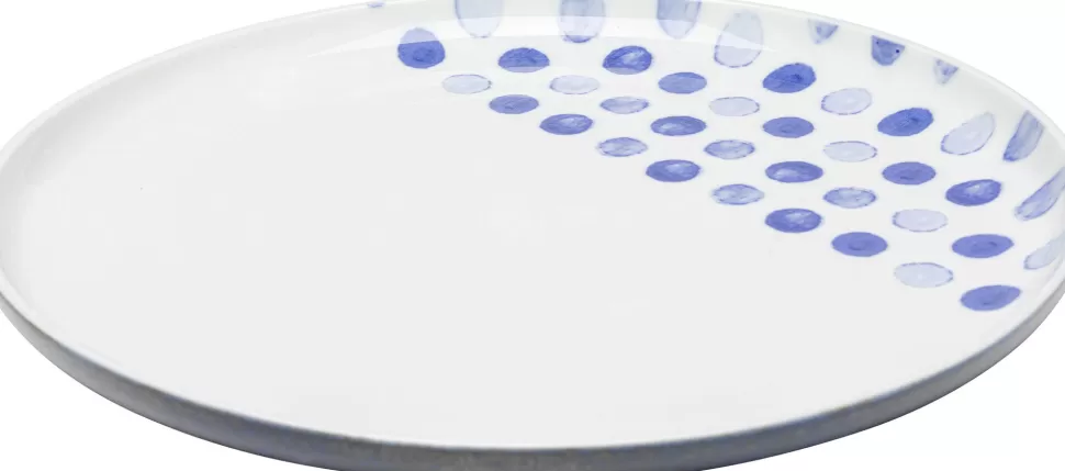 Zastawa Stołowa | Talerze-KARE Design Talerz Obiadowy Biały W Niebieskie Kropki Ø27 Cm
