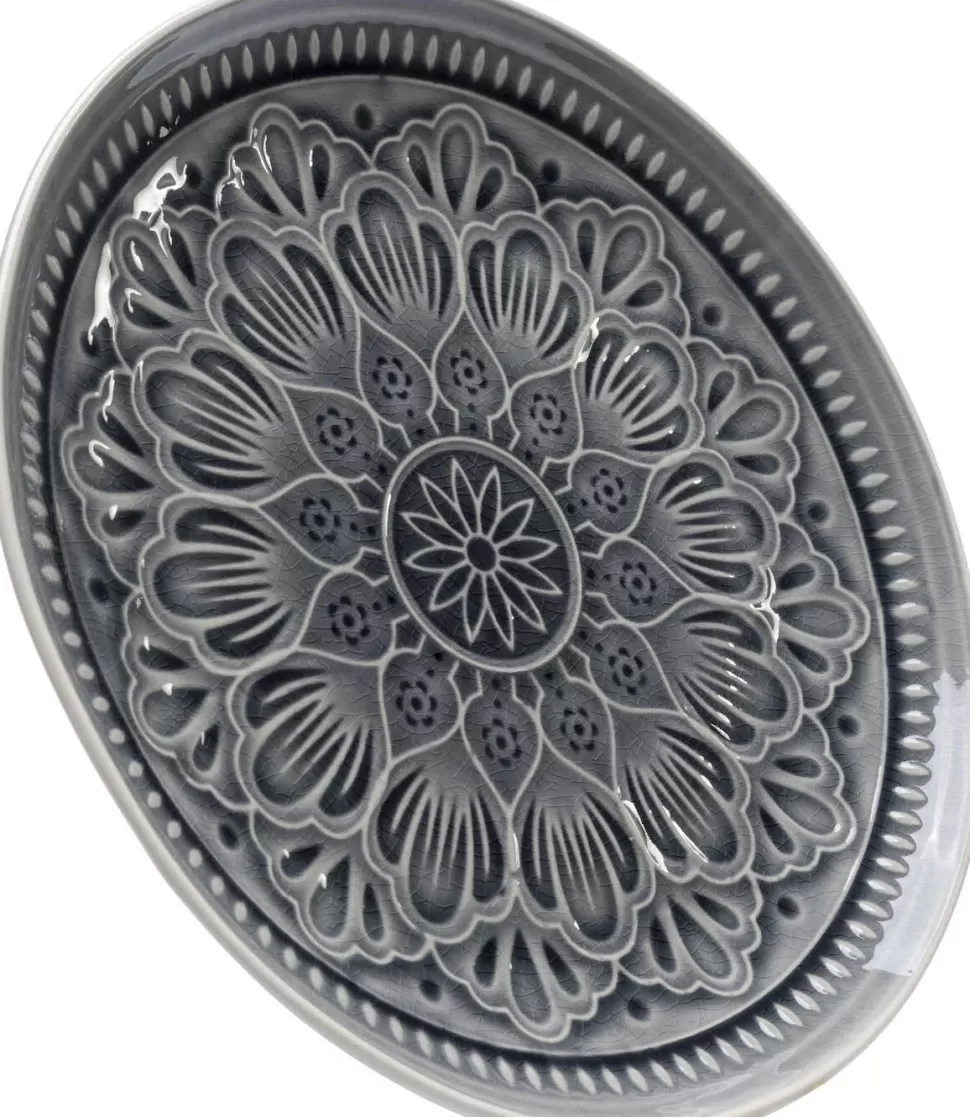 Talerze-KARE Design Talerz Obiadowy Sicilia Mandala Ø27 Cm Szary