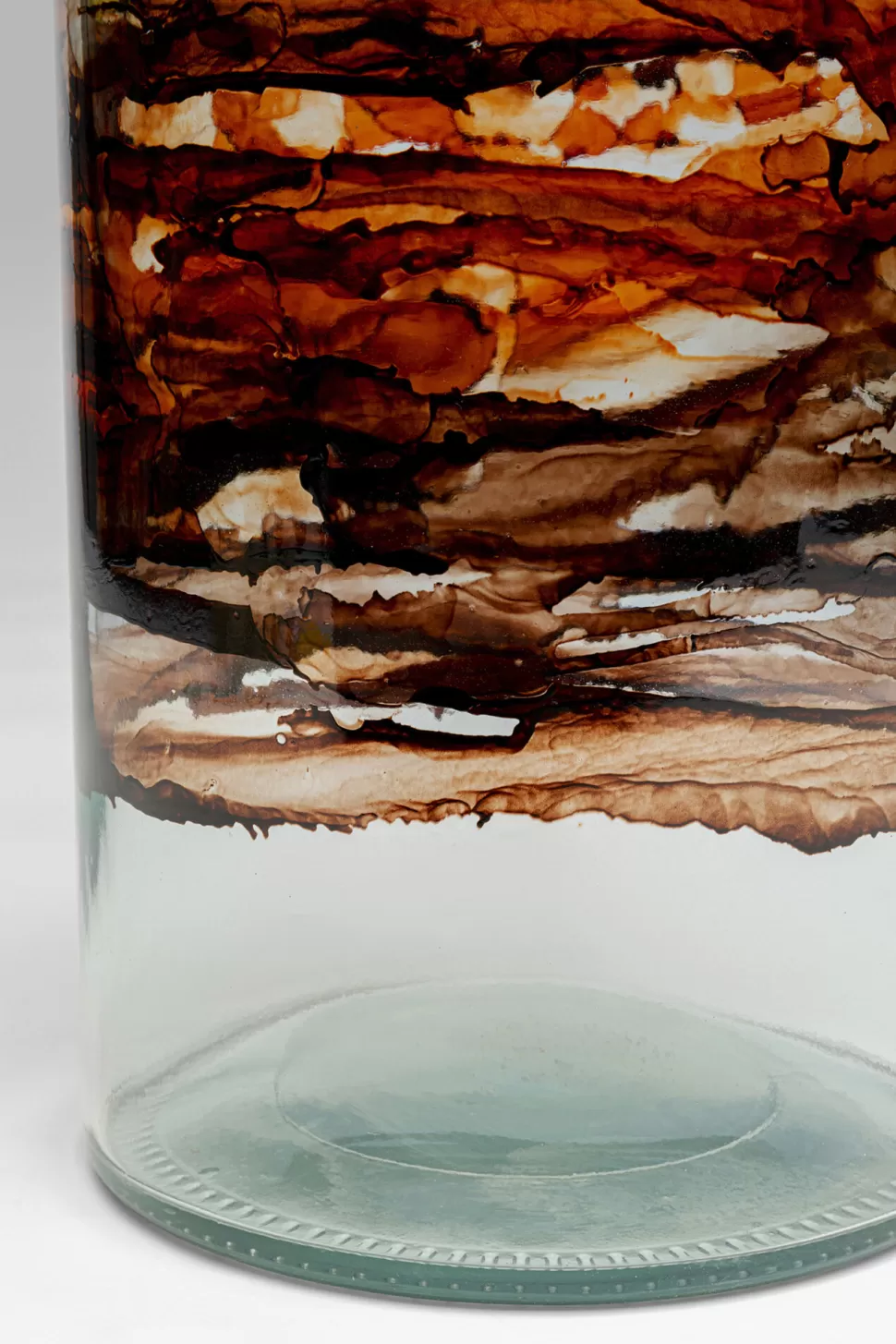 Wazony-KARE Design Wazon Brązowo-transparentny Szkło Z Recyklingu Ø15x40 Cm Burza Piaskowa