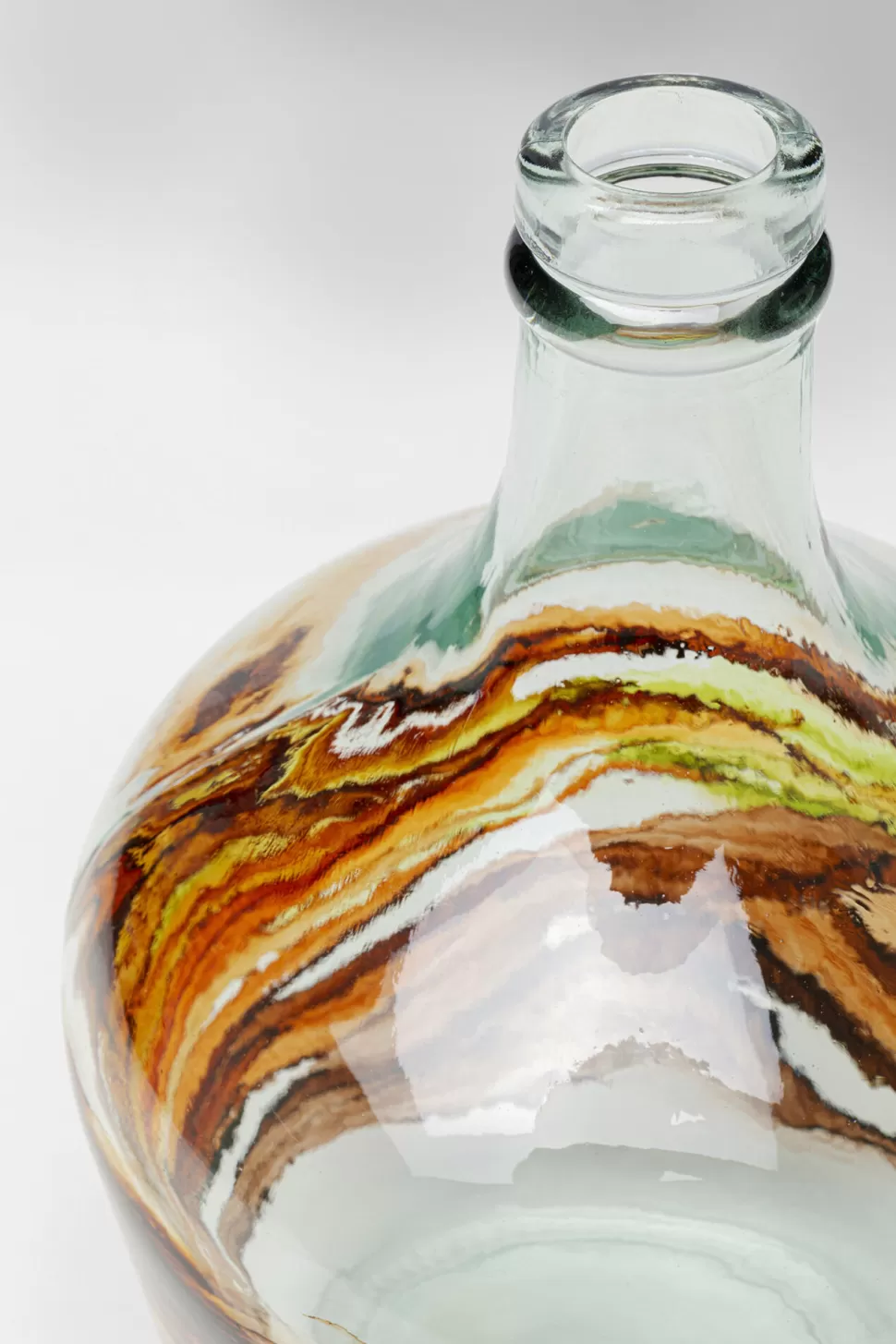 Wazony-KARE Design Wazon Brązowo-transparentny Szkło Z Recyklingu Ø18x30 Cm Burza Piaskowa