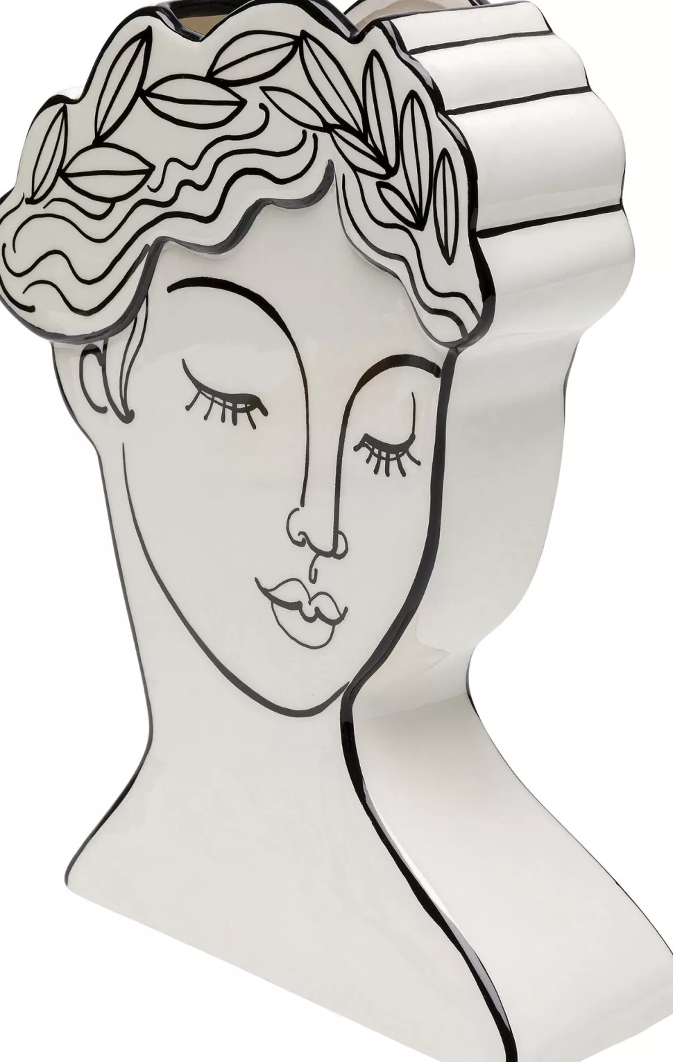 Wazony-KARE Design Wazon Ceramiczny Biały Motyw Kobiety 21x26 Cm