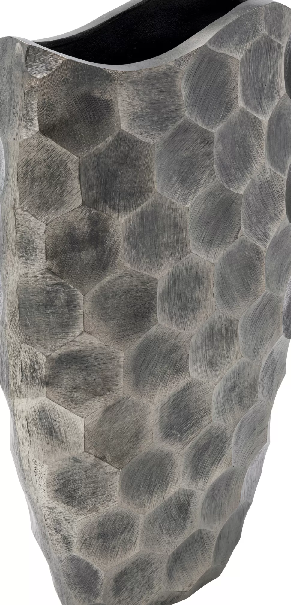 Wazony-KARE Design Wazon Dekoracyjny Aluminiowy Srebrny Antyczny 35x59 Cm Sześciokąty