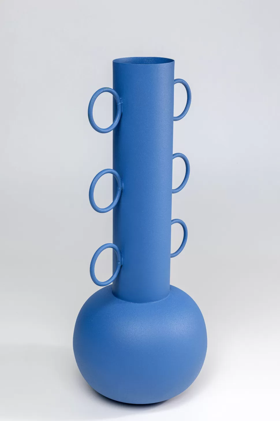 Wazony-KARE Design Wazon Dekoracyjny Stalowy Niebieski Ø21x53 Cm
