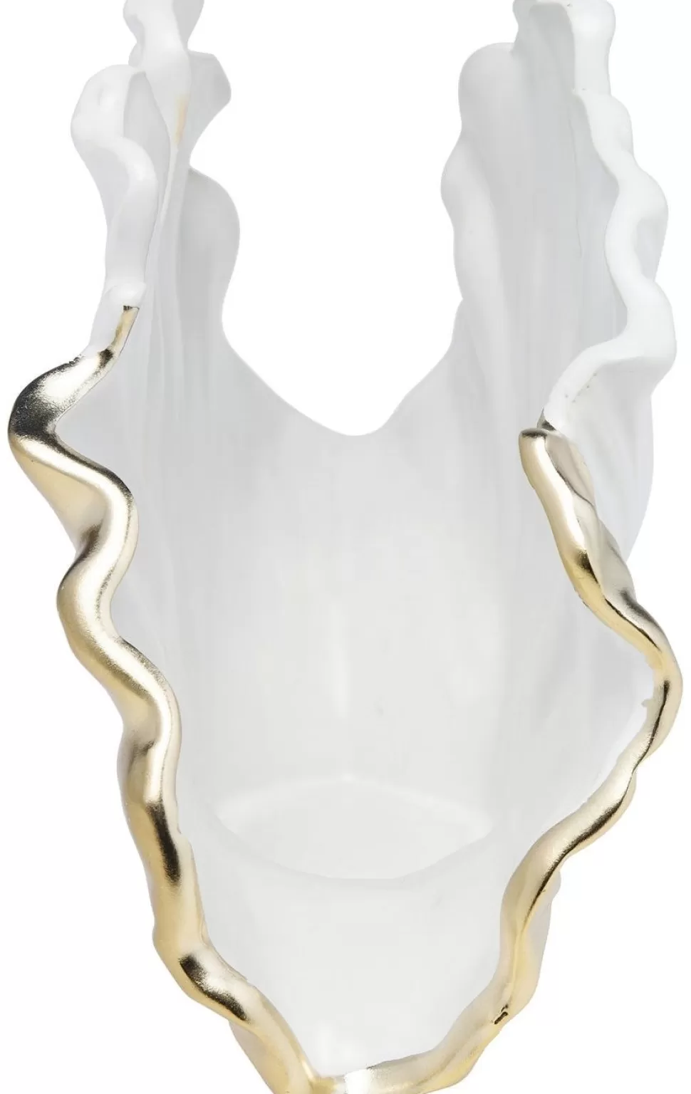 Wazony-KARE Design Wazon Dekoracyjny W Kształcie Liścia Miłorzębu Biały 26 X 18 Cm