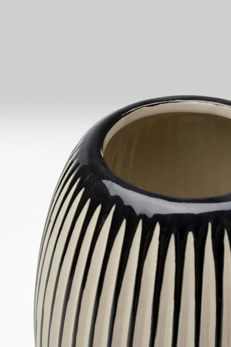 Wazony-KARE Design Wazon Do Salonu W Paski Niebieski Detal Ø15x31 Cm Porcelana