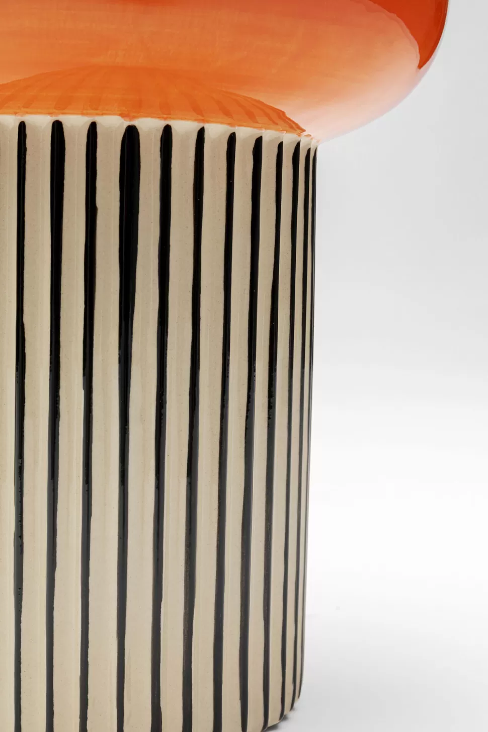 Wazony-KARE Design Wazon Do Salonu W Paski Pomarańczowy Detal Ø16x28 Cm Porcelana