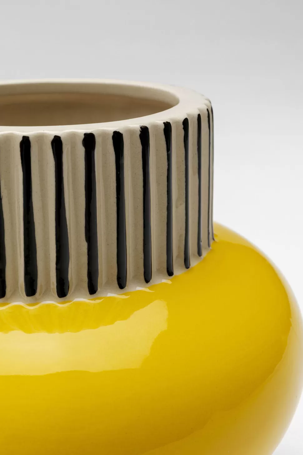 Wazony-KARE Design Wazon Do Salonu W Paski żółty Detal Ø16x16 Cm Porcelana