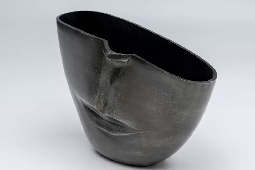 Wazony-KARE Design Wazon Half Face 31x22 Cm Aluminium Antracytowy