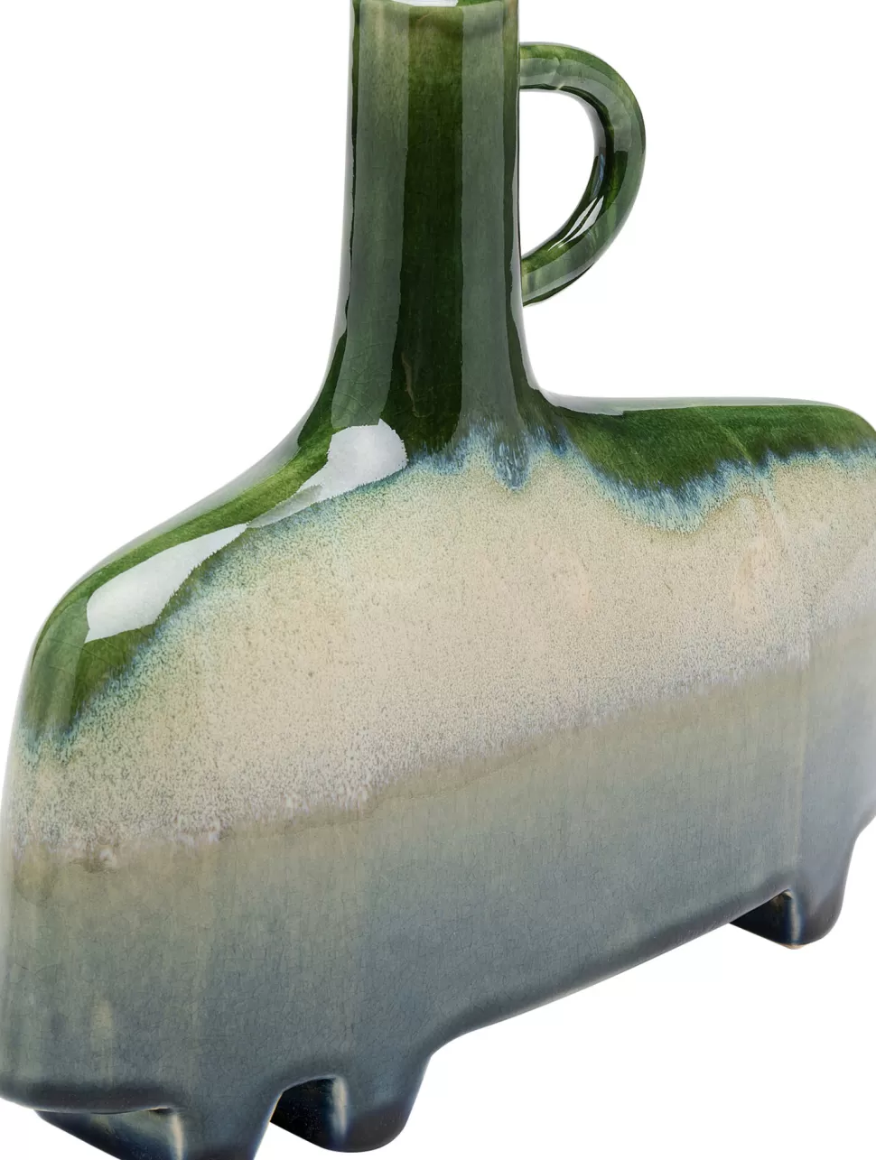 Wazony-KARE Design Wazon Kamionkowy Z Uchwytem 3-kolorowy 27x24 Cm