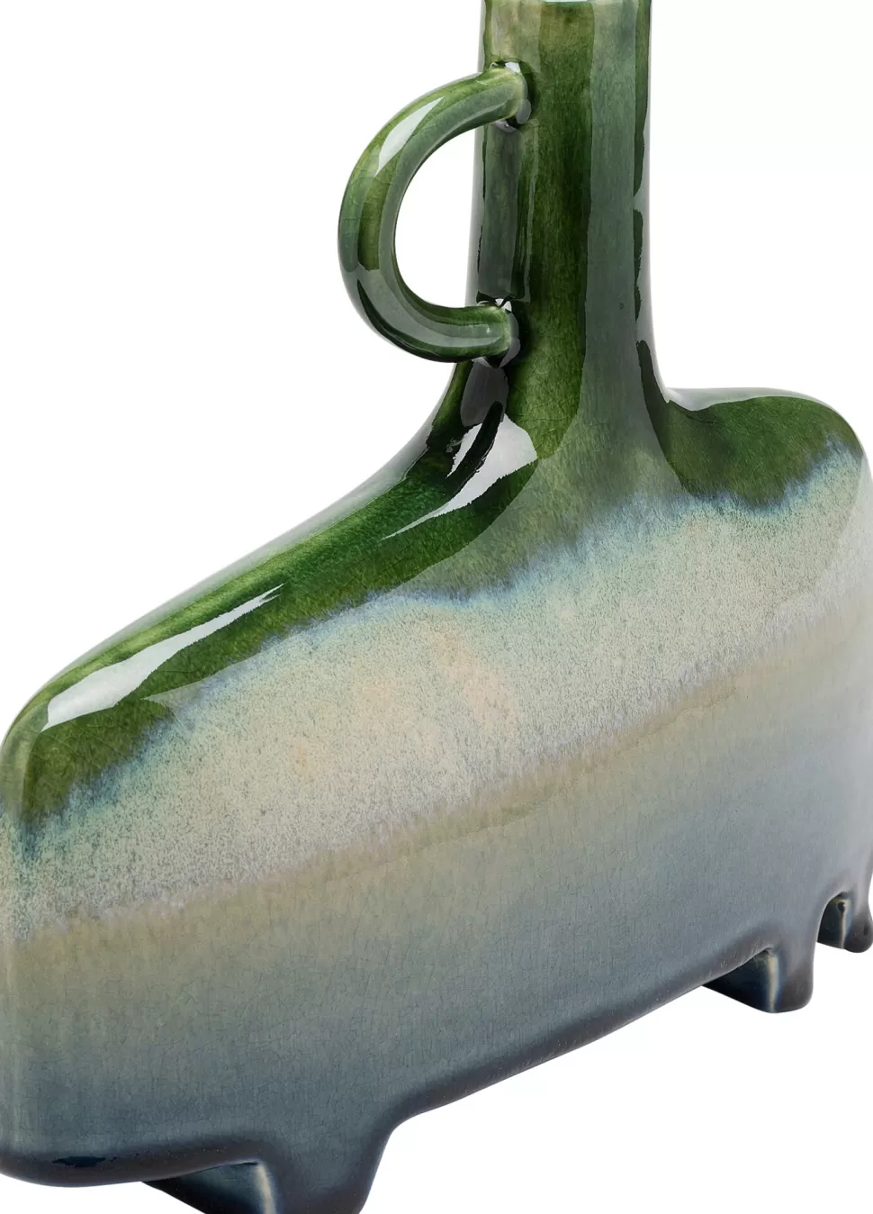 Wazony-KARE Design Wazon Kamionkowy Z Uchwytem 3-kolorowy 27x24 Cm