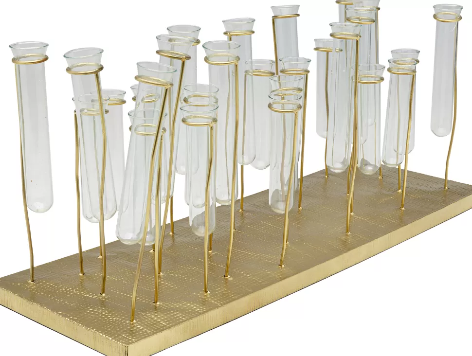 Wazony-KARE Design Wazon Stal Złota I Szkło Transparentne Probówki 21 El. 60x25 Cm