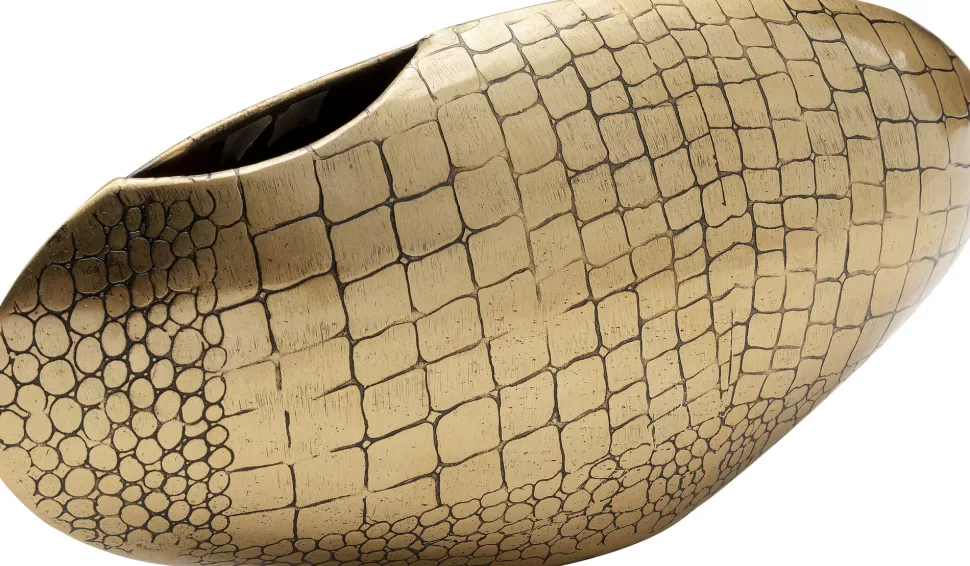 Wazony-KARE Design Wazon Stalowy Złoty Do Salonu 27x12 Cm