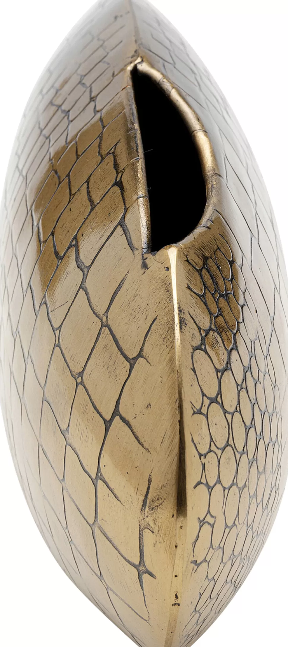 Wazony-KARE Design Wazon Stalowy Złoty Do Salonu 27x12 Cm