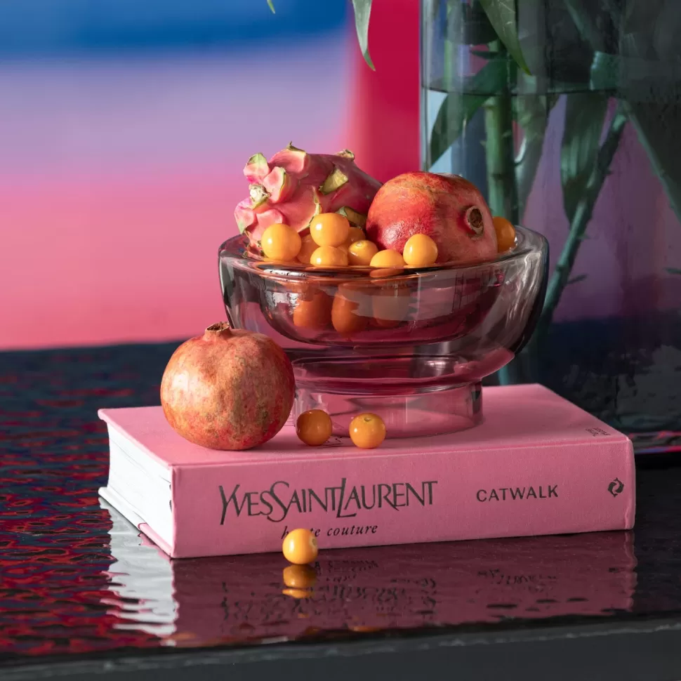 Wazony-KARE Design Wazon Szklany W Kolorze Różowym Okrągły Ø20x11 Cm