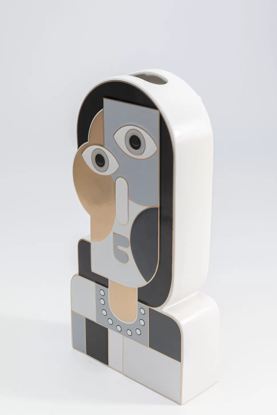 Wazony-KARE Design Wazon Twarz Abstrakcyjna 23x43 Cm Dolomit