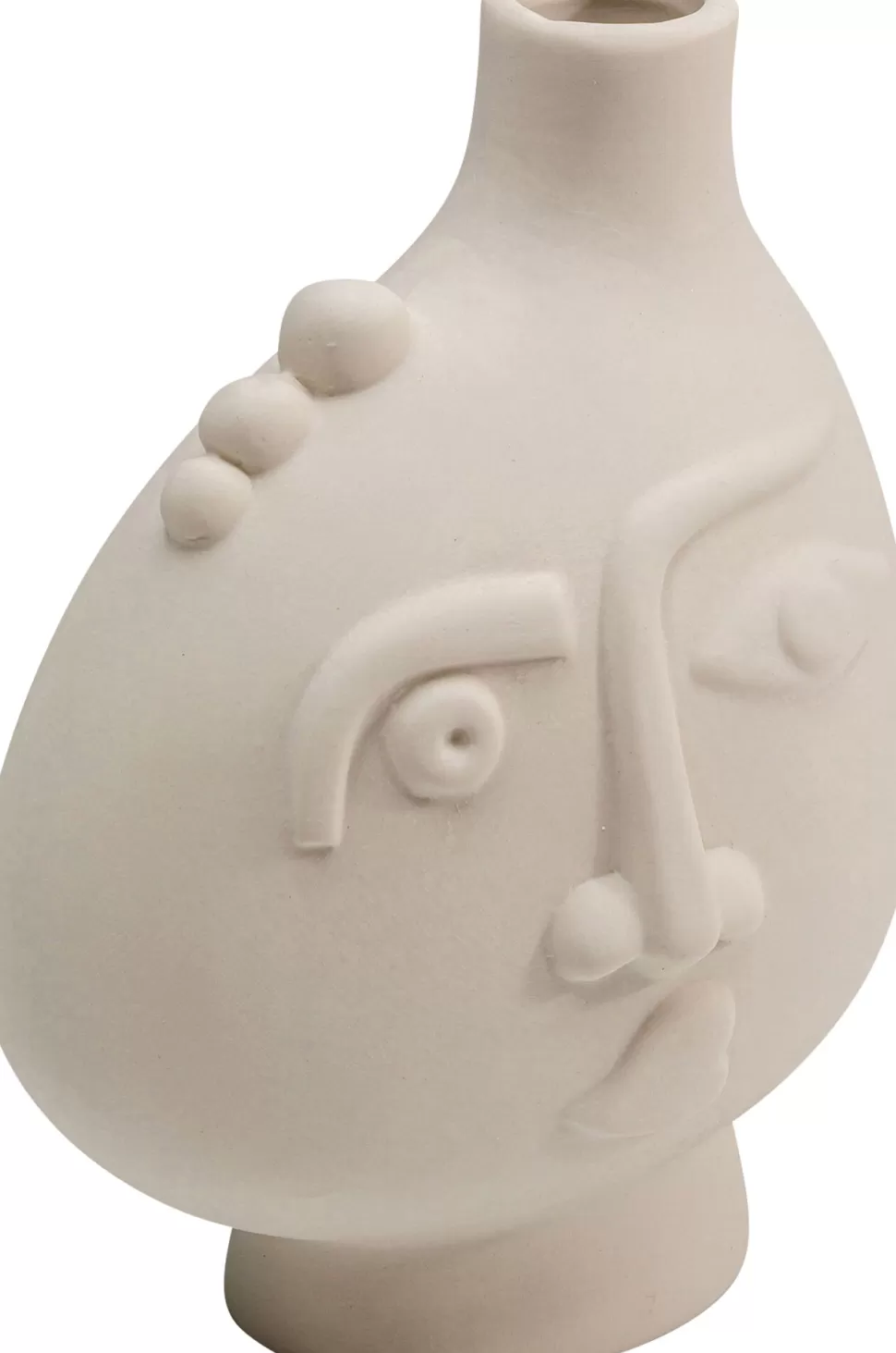 Wazony-KARE Design Wazon Z Ceramiki Beżowy Twarz Abstrakcyjna 13x16 Cm