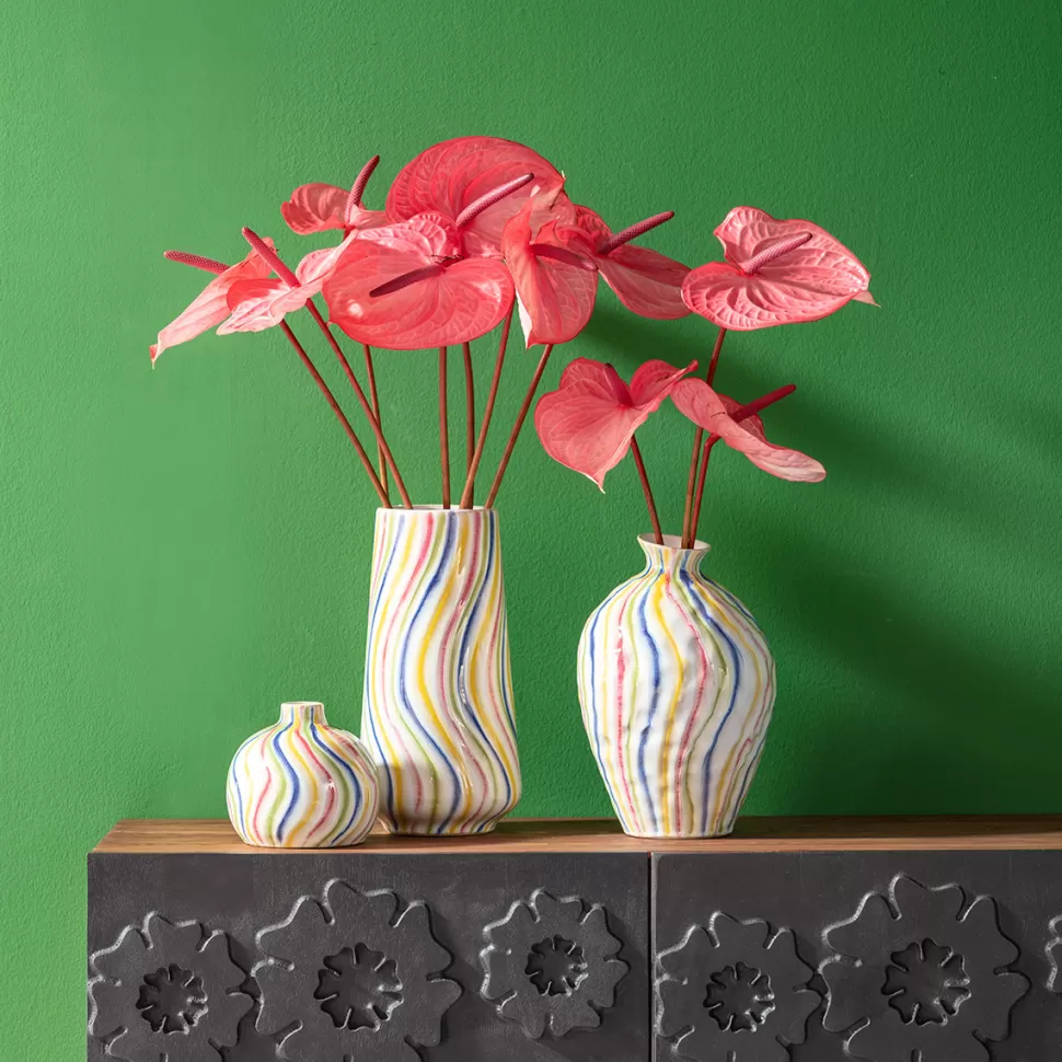 Wazony-KARE Design Wazon Z Kamionki Kolorowe Wzory Ręczne Wykonanie Ø17x32 Cm