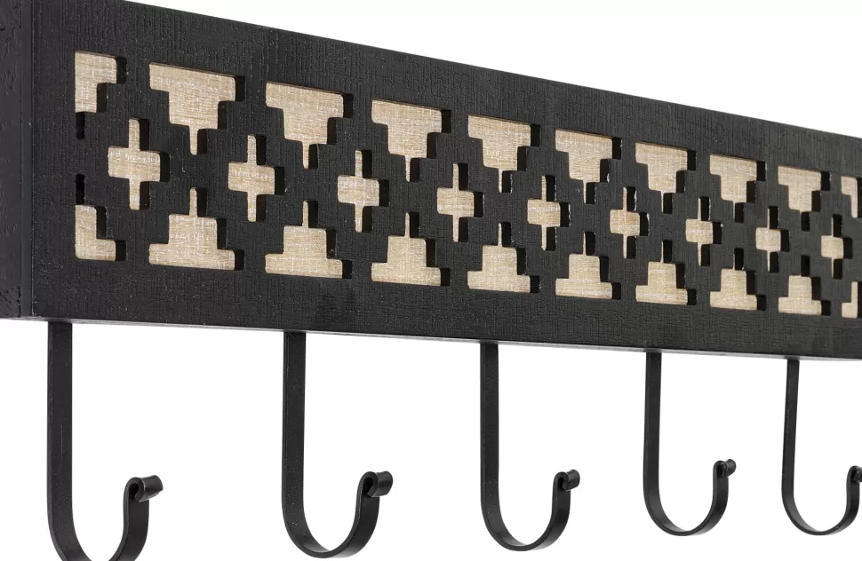Wieszaki Ścienne-KARE Design Wieszak ścienny Czarno-naturalny Drewno I Stal 60x20 Cm