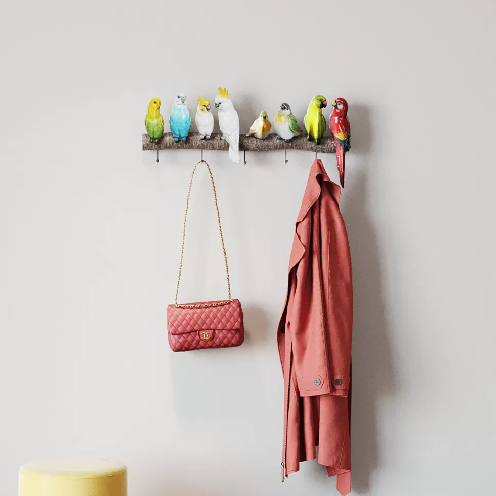 Wieszaki Ścienne-KARE Design Wieszak ścienny Exotic Birds 54x24 Cm Kolorowy