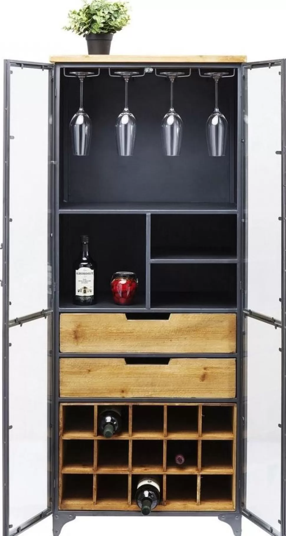 Witryny-KARE Design Witryna Refugio 60x156 Cm Antracytowa