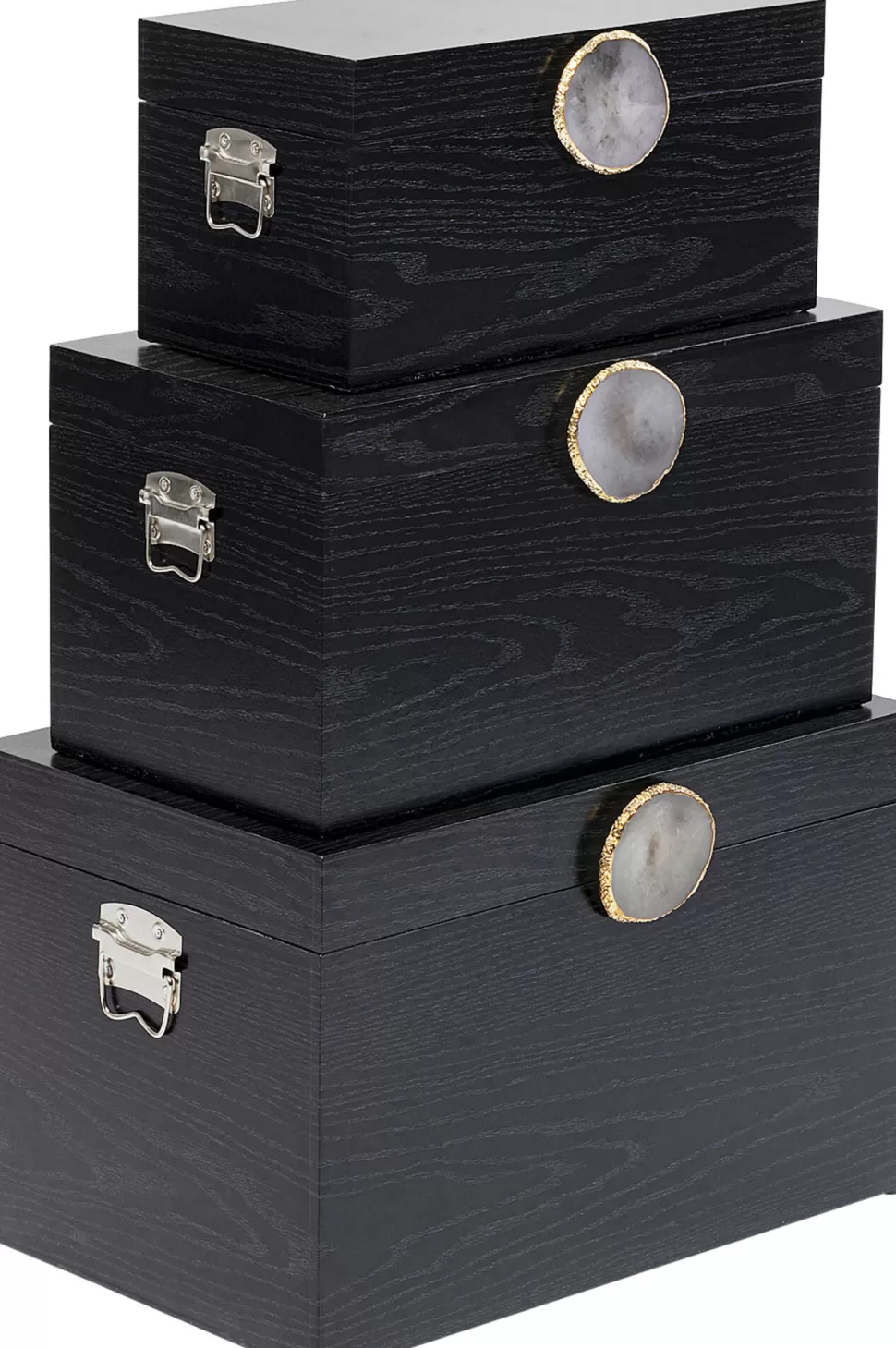 Organizery-KARE Design Zestaw 3 Pudełek - Kuferków W Kolorze Czarnym