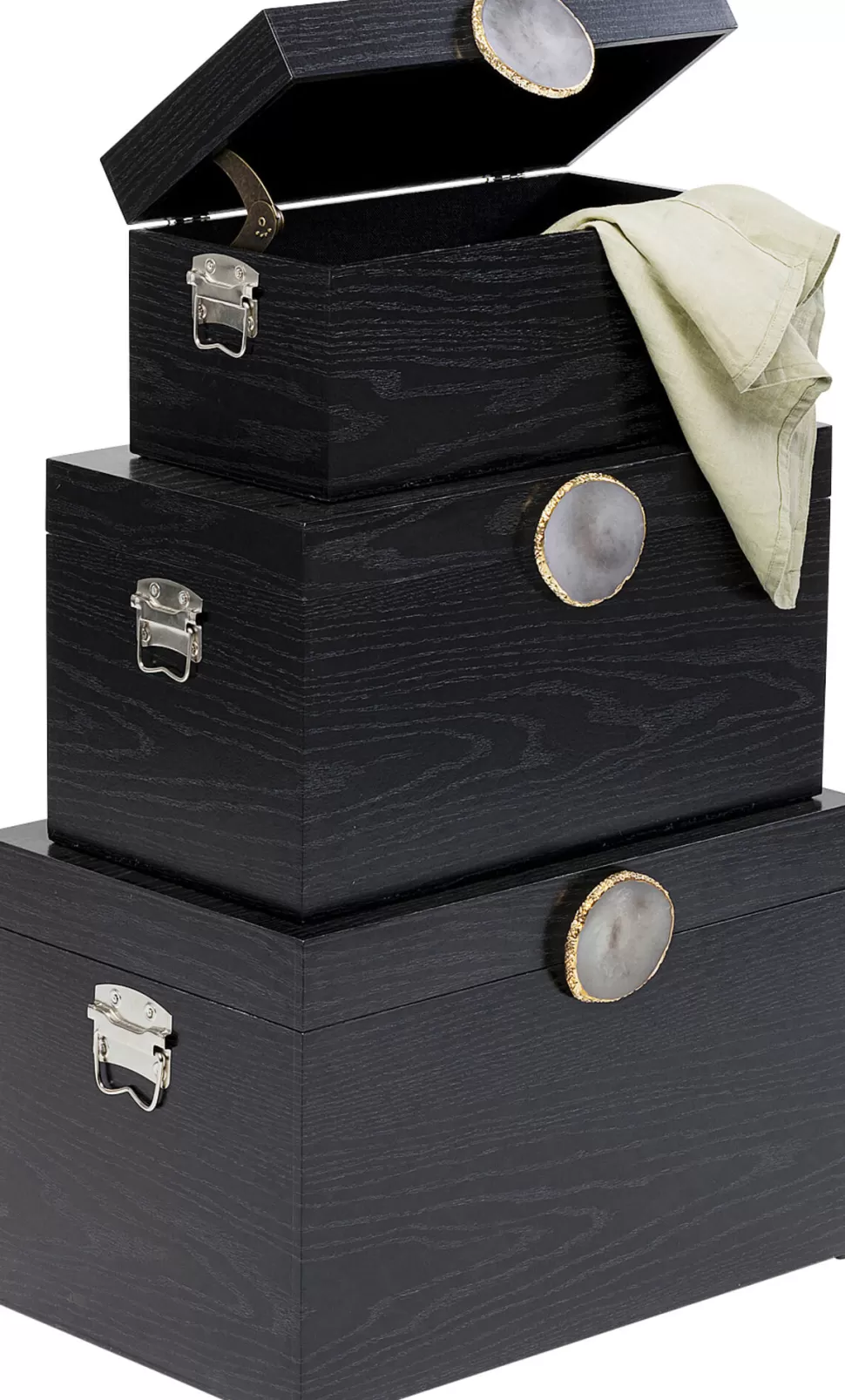 Organizery-KARE Design Zestaw 3 Pudełek - Kuferków W Kolorze Czarnym