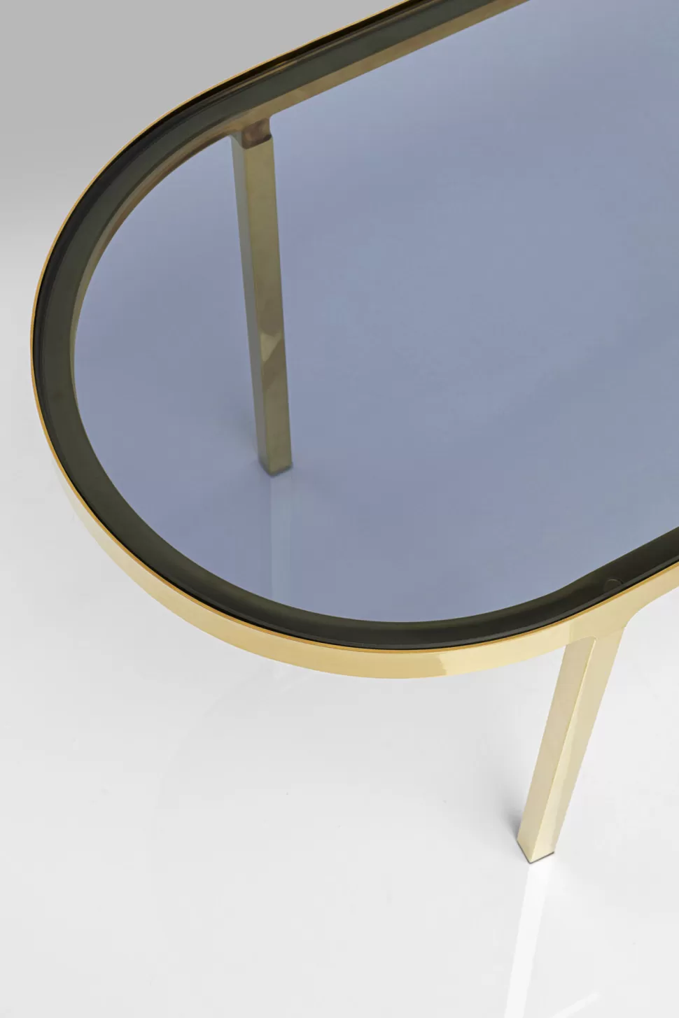 Stoliki Kawowe-KARE Design Zestaw Dwóch Stolików Blaty Szklane Brązowy I Przdymiony Nogi Złote
