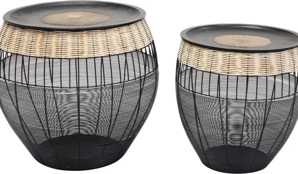 Stoliki Kawowe-KARE Design Zestaw Dwóch Stolików Kawowych African Drums Czarne