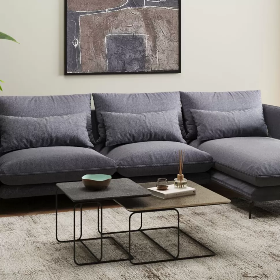 Stoliki Kawowe-KARE Design Zestaw Dwóch Stolików Kawowych Aluminium Złoty I Czarny
