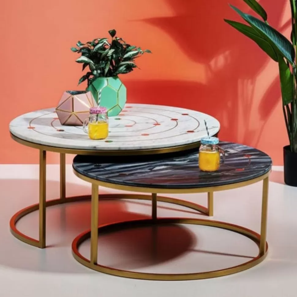 Stoliki Kawowe-KARE Design Zestaw Dwóch Stolików Kawowych Mystic Round Kolorowe Ø90