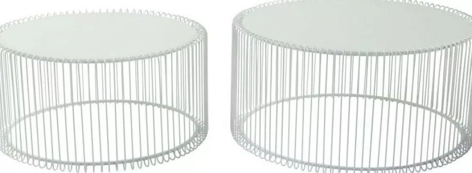 Stoliki Kawowe-KARE Design Zestaw Dwóch Stolików Kawowych Wire Białe