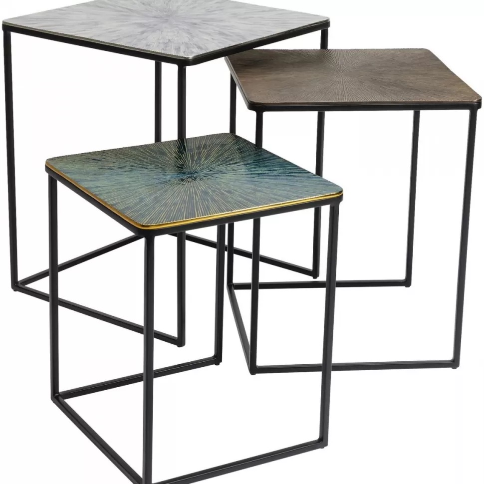 Stoliki Kawowe-KARE Design Zestaw Trzech Stolików Kawowych Ray Square Kolorowe